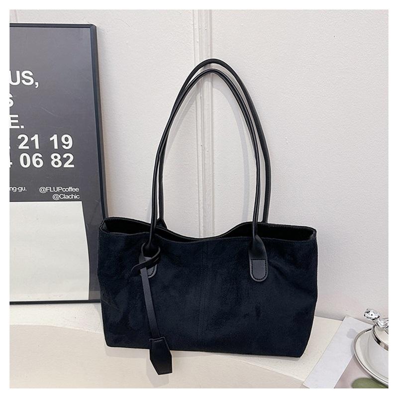 Retro Large Capacity Suede Bag Women's Casual Commuting Shoulder Bag Handheld Tote Bag