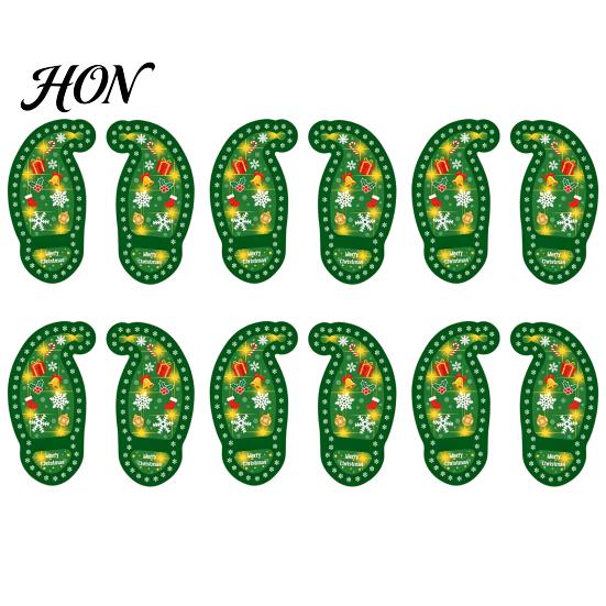 Santa Footprint Stickers 6 Pairs Christmas Floor Stickers, Self Adhesive Decals, Path Markers Indoor Outdoor Wall Ground Decor for Xmas Party