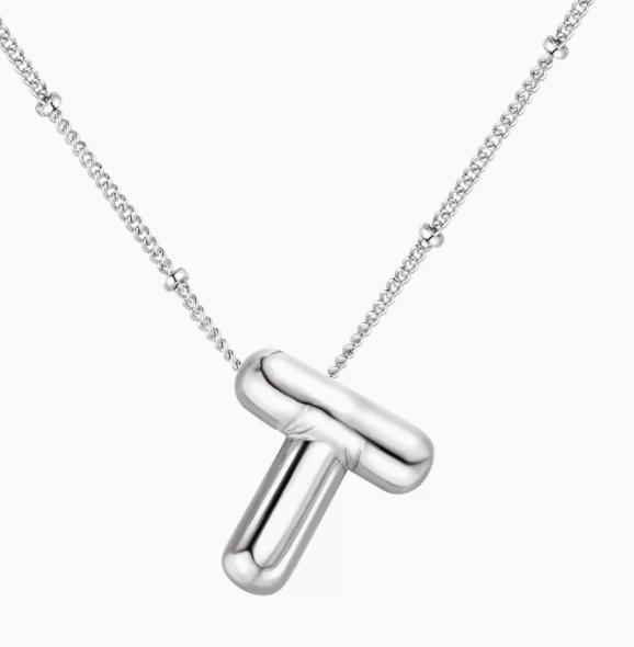LT-12056 Stainless Steel 18K Gold Balloon Letter Necklace Silver Bubbles 26 English Alphabet Pendants Jewelry