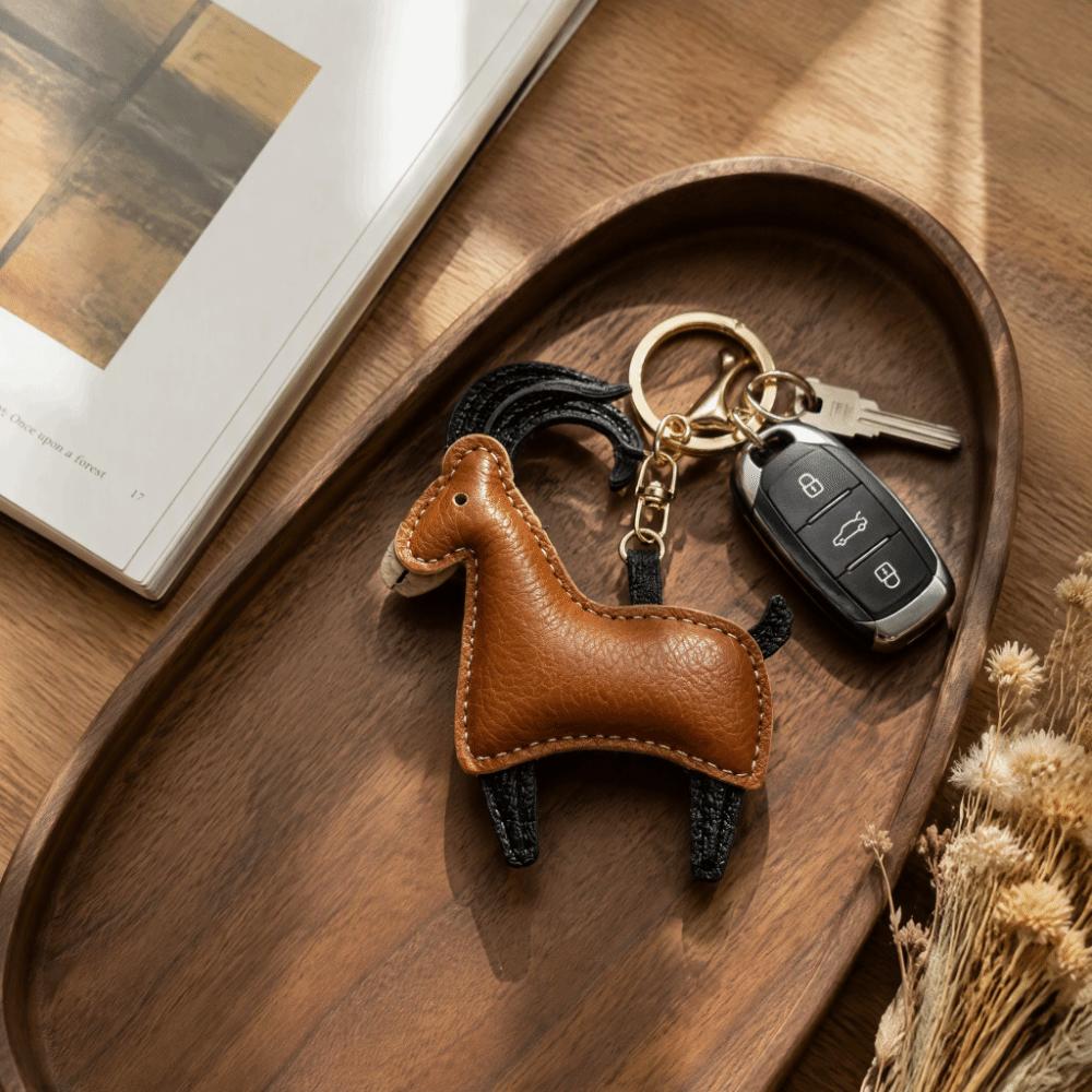 PU Leather Antelope Keychain Lifelike Design Purse Charm Boho Goat Pendant Luggage Ornament