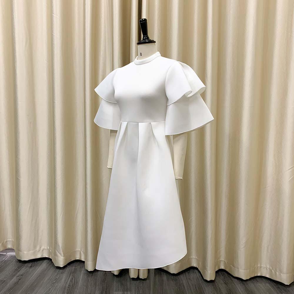 Женская мода лето весна короткий рукав высокая талия О-образный вырез коктейльные и вечерние платья