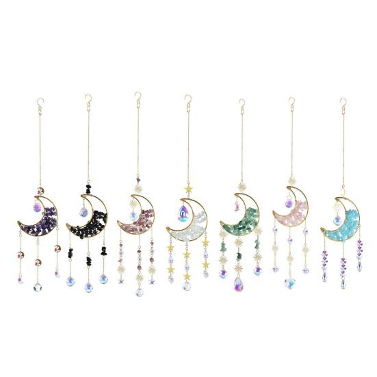 Кристальный Ловец Солнца Полумесяц Ловец Солнца Создатель Радуги Призма Украшение для Окна Балкона Спальни Сада Подвесное