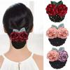 Hair Headdress Flower Hair Bun Holder Covers Barrette with Net for Banks Hotels Staff