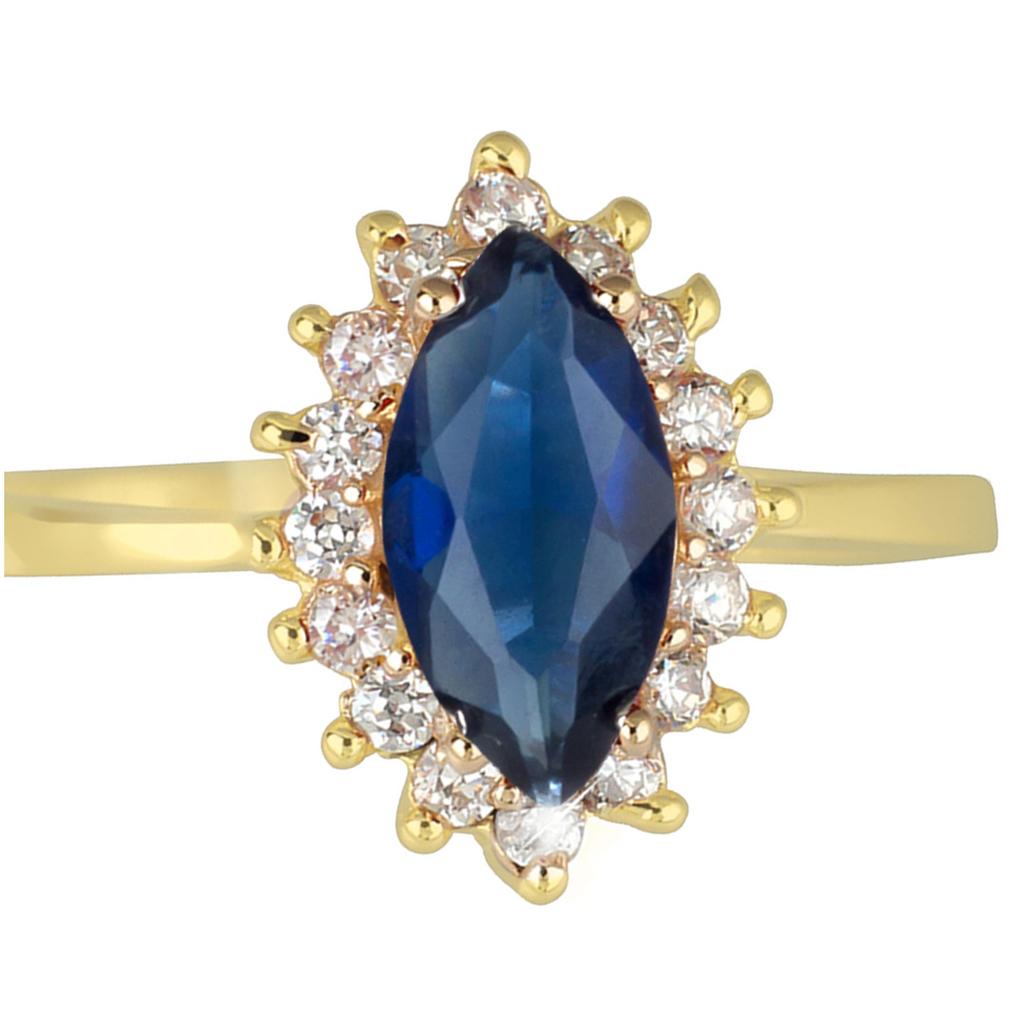 Gold Plated Ring 'Victorina' Golden Sapphire - 14x10 Mm