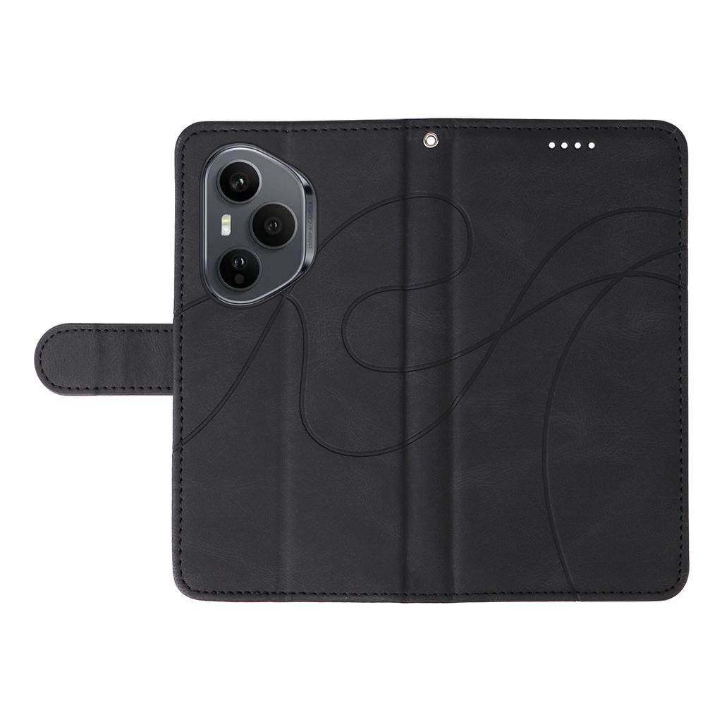 For Honor 400 Pro 5G (Global) Wallet Case Leather Phone Cover Stand with Curved Line Design