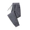 Winter Men Pants Thick Plush Drawstring Elastic Waist Heat Retention Zipper Pockets Plus