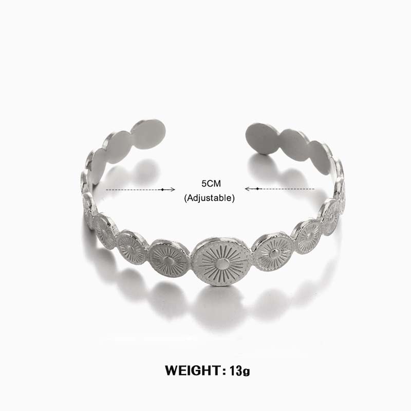 Stainless Steel Sun Cuff Bracelet For Women Vintage Gold Color Geometric Adjustable Bangles Bracelet Jewelry Gift  New