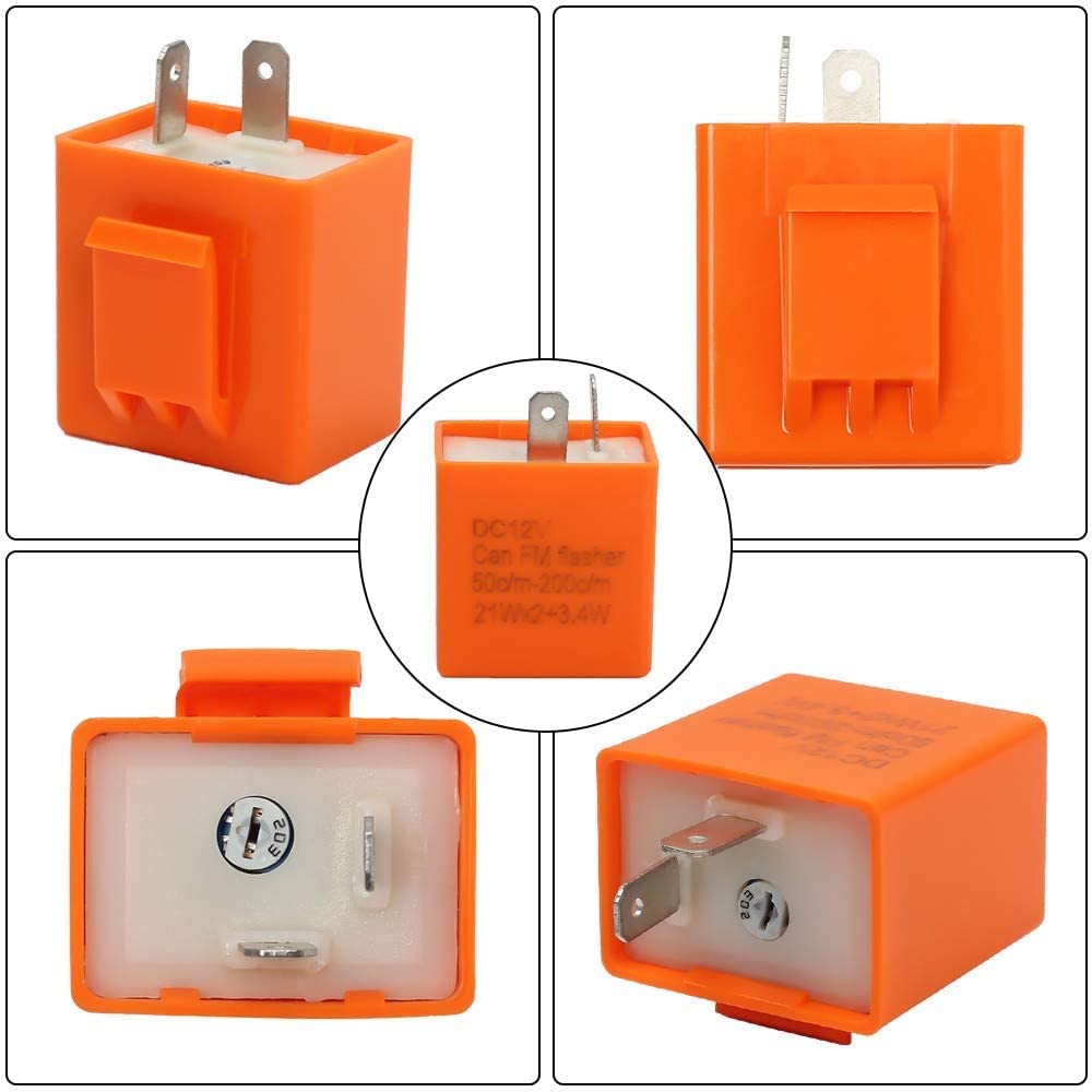 Цвет: Оранжевый Всего: 5 реле указателей поворота, 2-контактное реле указателей поворота для велосипеда, светодиодное реле, реле магнитного сцепления, активный 12-вольтовый аварийный выключатель типа поворота