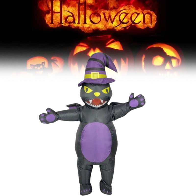 Inflatable Cat Black Suit Animal Cosplay Costumes Halloween Party Performance