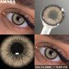 AMARA 1 пара цветных контактных линз годового использования, естественные линзы для карих глаз, серые контактные линзы с синими линзами, зеленые линзы для глаз