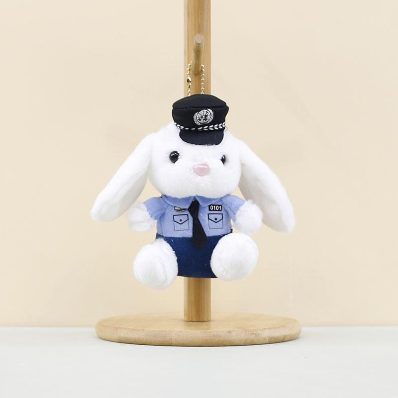 Adorable Plush Police Rabbit Keychain Soft Stuffed Animal For Kids 13cm