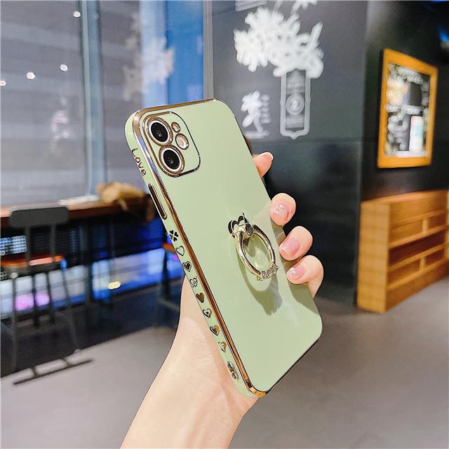 Противоударный чехол для телефона с силиконовым кольцом-подставкой для iPhone 14 13 12 11 Pro Max X XS XR Mini 7 8 Plus, чехол-бампер с милым сердечком