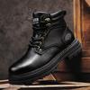 Autumn and Winter New Men's Shoes Martin Boots Leather Casual Platform Leather Boots Big Head Tooling Boots Men's Boots Locomotive Trendy Shoes Men