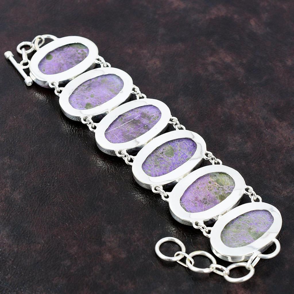 Браслет из пурпура Элегантные ювелирные изделия Браслет из стерлингового серебра 925 пробы Регулируемый браслет-цепочка Ручная работа Уникальный браслет из драгоценных камней Подарок на годовщину