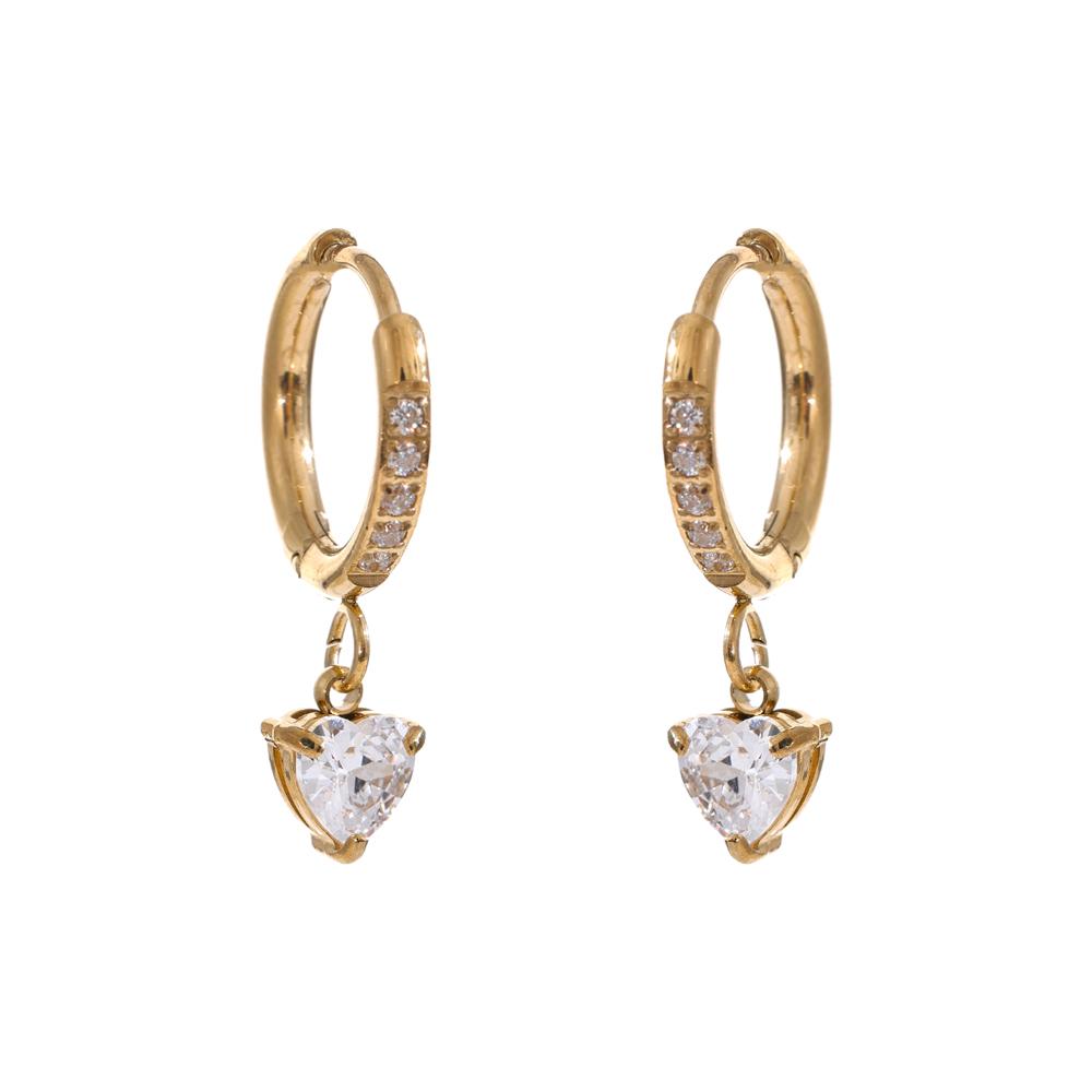 Delicate Cubic Zirconia Heart Water Drop Flower Drop Hoop Earrings Stainless Steel Premium Daily Jewelry 2025