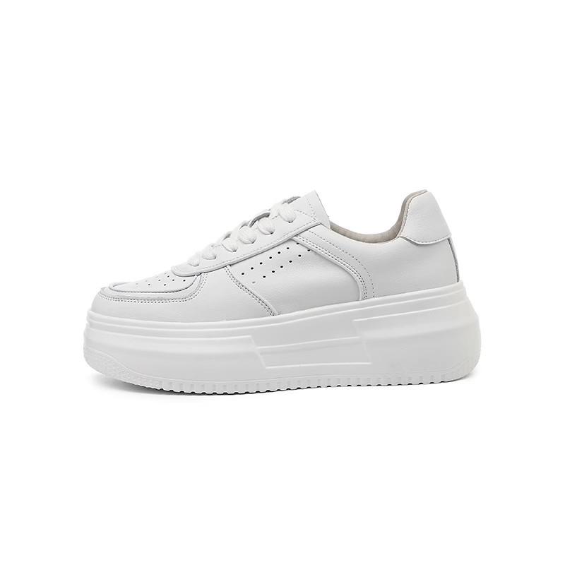 Первый слой коровьей кожи ~ натуральная кожа на толстой подошве белые туфли женские весна-лето 2025 новые увеличивающие рост женские туфли повседневные спортивные