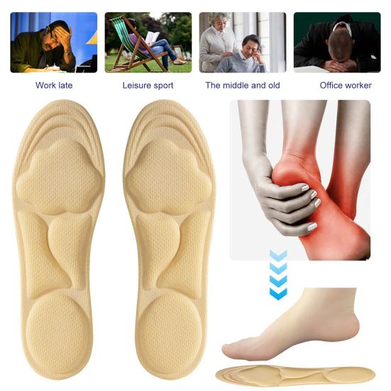 Arch Support Insoles Memory Foam Shock Absorption Shoe Insoles Pressure Relief Shoe Inserts for Men Women Cut-to-Size Sports Insoles