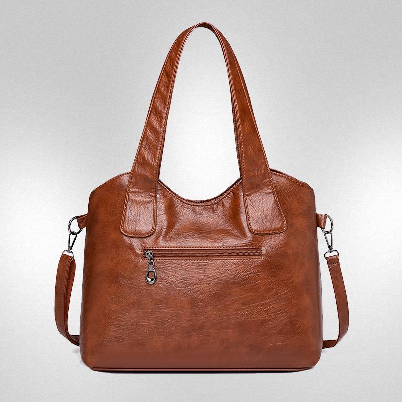 Зимняя новая большая вместительная переносная сумка через плечо, модная мягкая кожаная текстура, женская сумка для мам среднего возраста, сумка через плечо