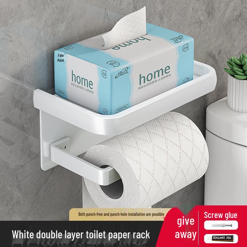 Держатель для туалетной бумаги и полка для мобильного телефона цвета «оружейный серый» | Настенный органайзер для ванной комнаты без сверления