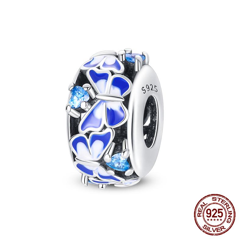 Fashion 100% 925 Sterling Silver Colorful Zircon Stars Moon Separator Charms Bead Fit Original Bracelet Fine DIY Jewelry