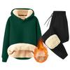 Set For Men 2 Piece Casual Long Sleeve Fleece Casual  Fuzzy Hooded Pullover Warm Pant Winter Sport