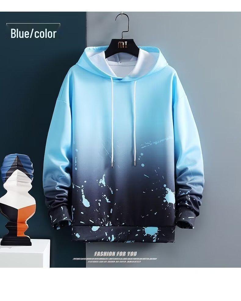 Men's Korean Style Gradient Hoodie & Casual Pants Set