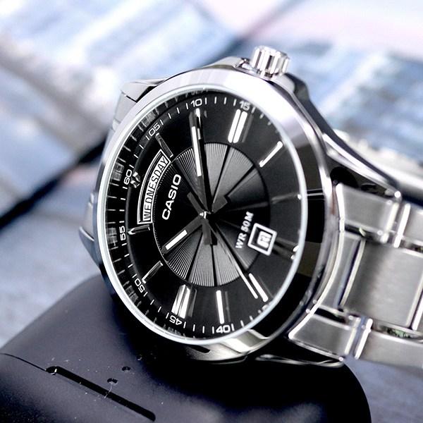 Casio Классические тонкие круглые аналоговые мужские модные металлические часы с индикацией даты и дня