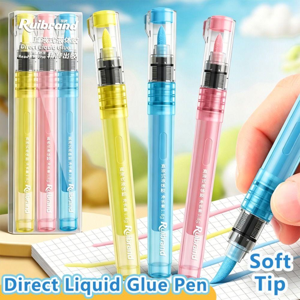 3Pcs Soft Tip Glue Pen No Leak Design Liquid Glue Pen Portable Adhesive Pen School Supplies