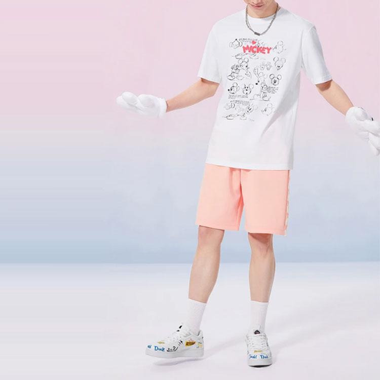 Li Ning X Disney Collaboration Sports Fashion Series Logo Print Sports Shorts Unisex Shorts Bright-Lotus-Orange AKSR531-6