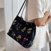 Large Capacity Canvas Embroidered Tote Bag - Women's Spring/Summer 2024 Shoulder/Commute Bucket Bag