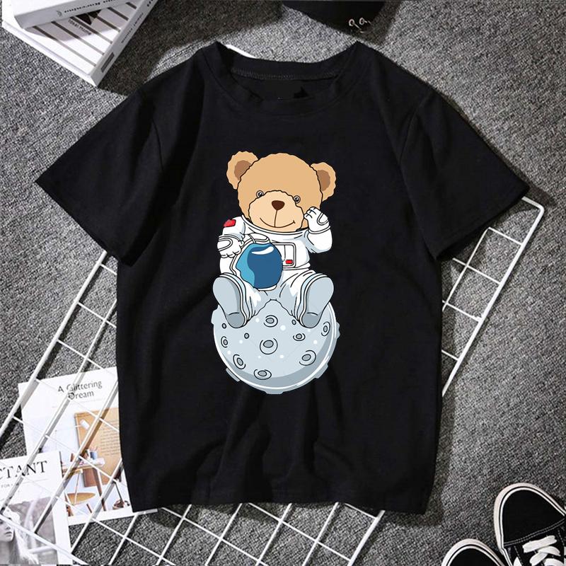 2023 Creative Teddy Robot Print Tshirt Cool Robotic Graphic Streetwear Women Men Casual Oversized Tee Hip Hop Grunge Tee Custom