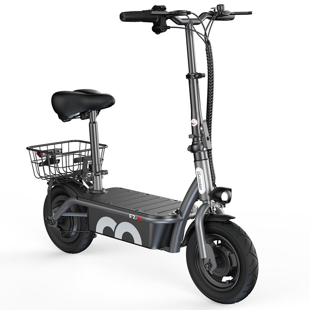 iScooter F2 10'' Electric Scooter 500W 36V/7.8Ah 30KM/H Folding Light Weight with Seat and Basket Small Shopping Scooter