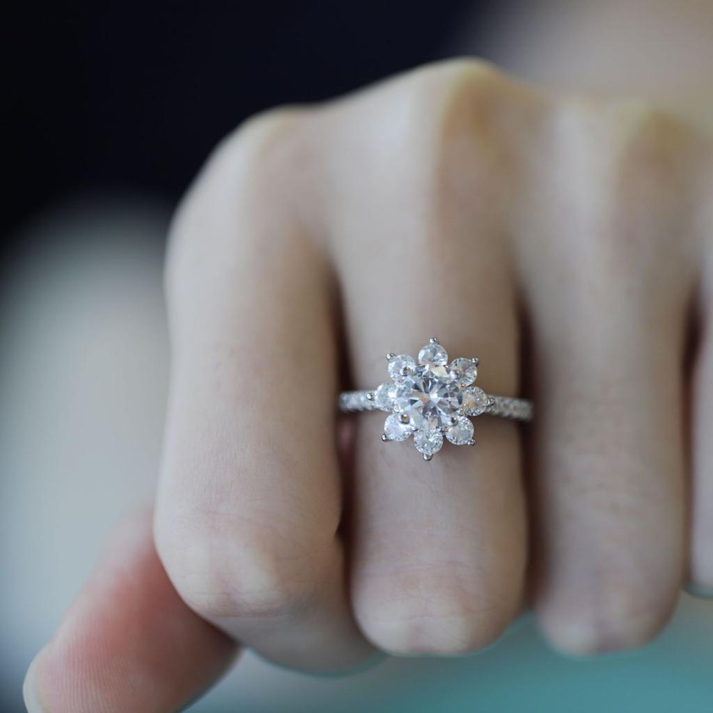 Tancise Women Classic 925 Sterling Silver  Zircon Ring Ladies Jewelry Wedding Promise Party Gift