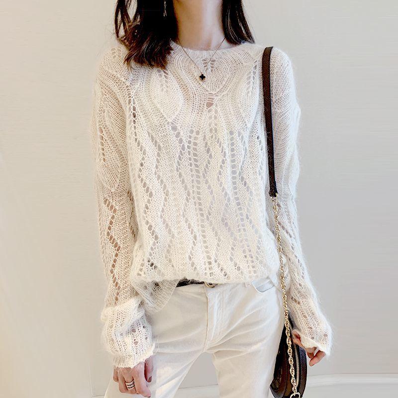 Весенне-осенняя мохеровая толстовка с капюшоном, ленивый стиль, тонкая трикотажная рубашка с мягкой головой, пуловер