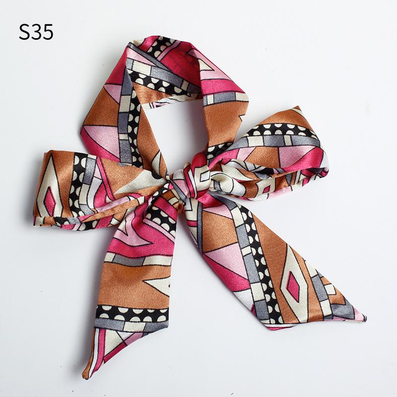Good Ties Ribbon Small Scarves Silk Spring and Summer Long Scarves Girls Thin Narrow 4cm*85cm Hair Band Bundled