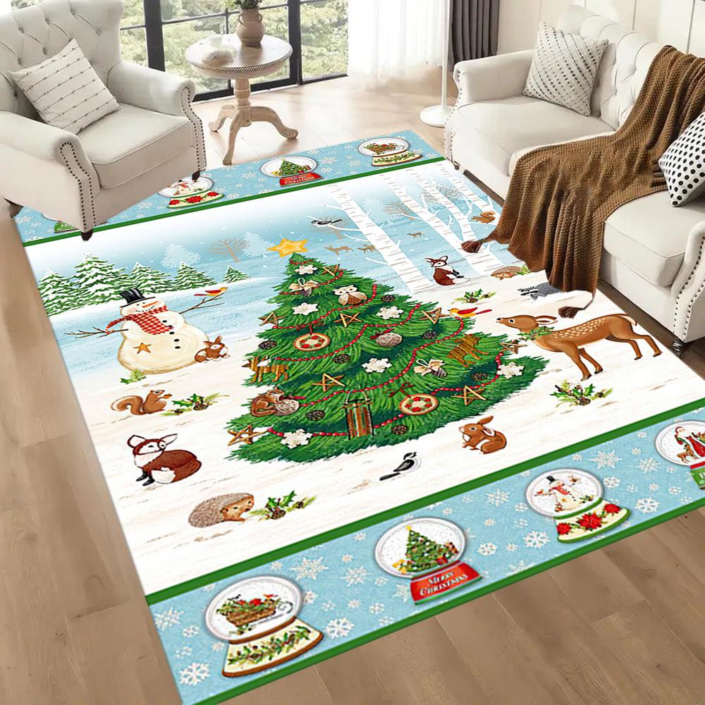 Christmas 79 Floor Rug Office Rug Suitable for Dining Room Foyer Kitchen Game Room Anti-slip Rug Decorate Offices