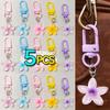 1/5Pcs Hanging Jewelry Colorful Flower Keychain Sweet Earphone Case Pendant New Car Key Ring  Girls