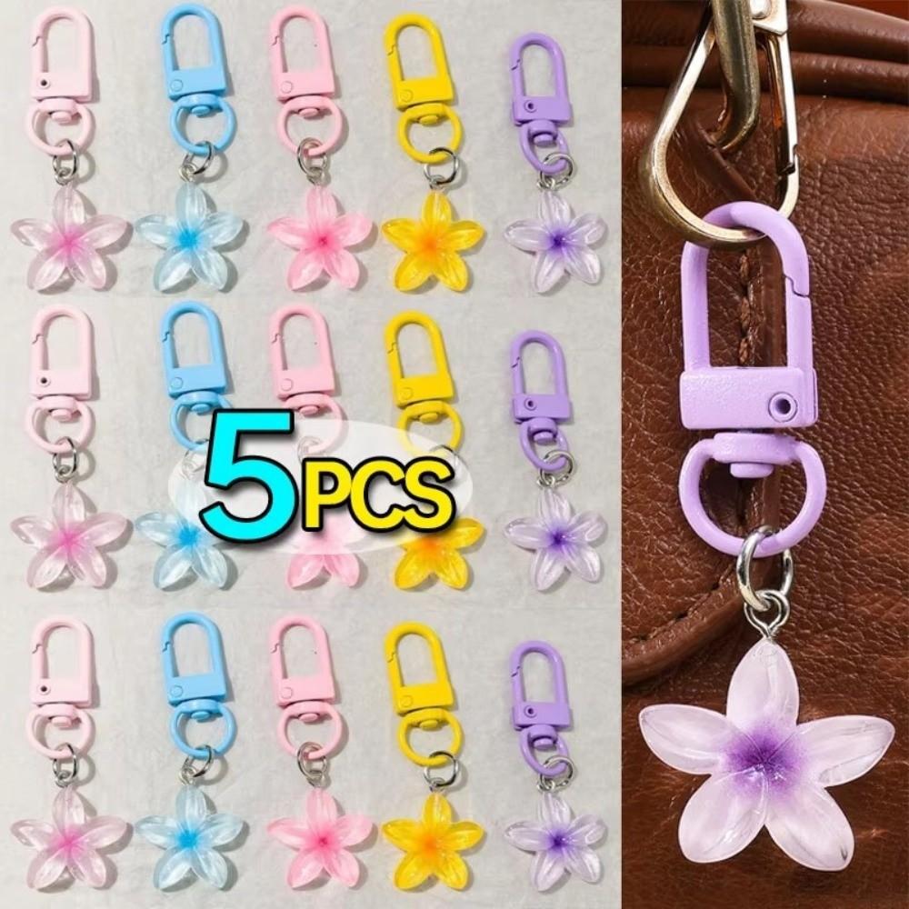 1/5Pcs Hanging Jewelry Colorful Flower Keychain Sweet Earphone Case Pendant New Car Key Ring  Girls