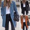 Women Winter Overcoat Double-breasted Turn-down Collar Long Sleeves Buttons Cardigan Plus Size