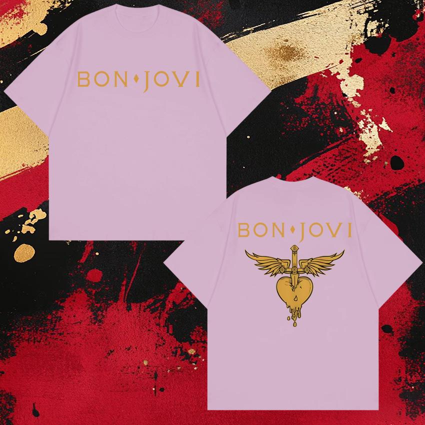 New in Bon Jovi Tour 2026 Album Forever Poster Print T shirt Unisex Oversized Cotton black short sleeve Tshirts Unisex WOMEN Tops