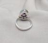 Amethyst Teardrop Ring: 925 Sterling Silver, Gold Shell Motif