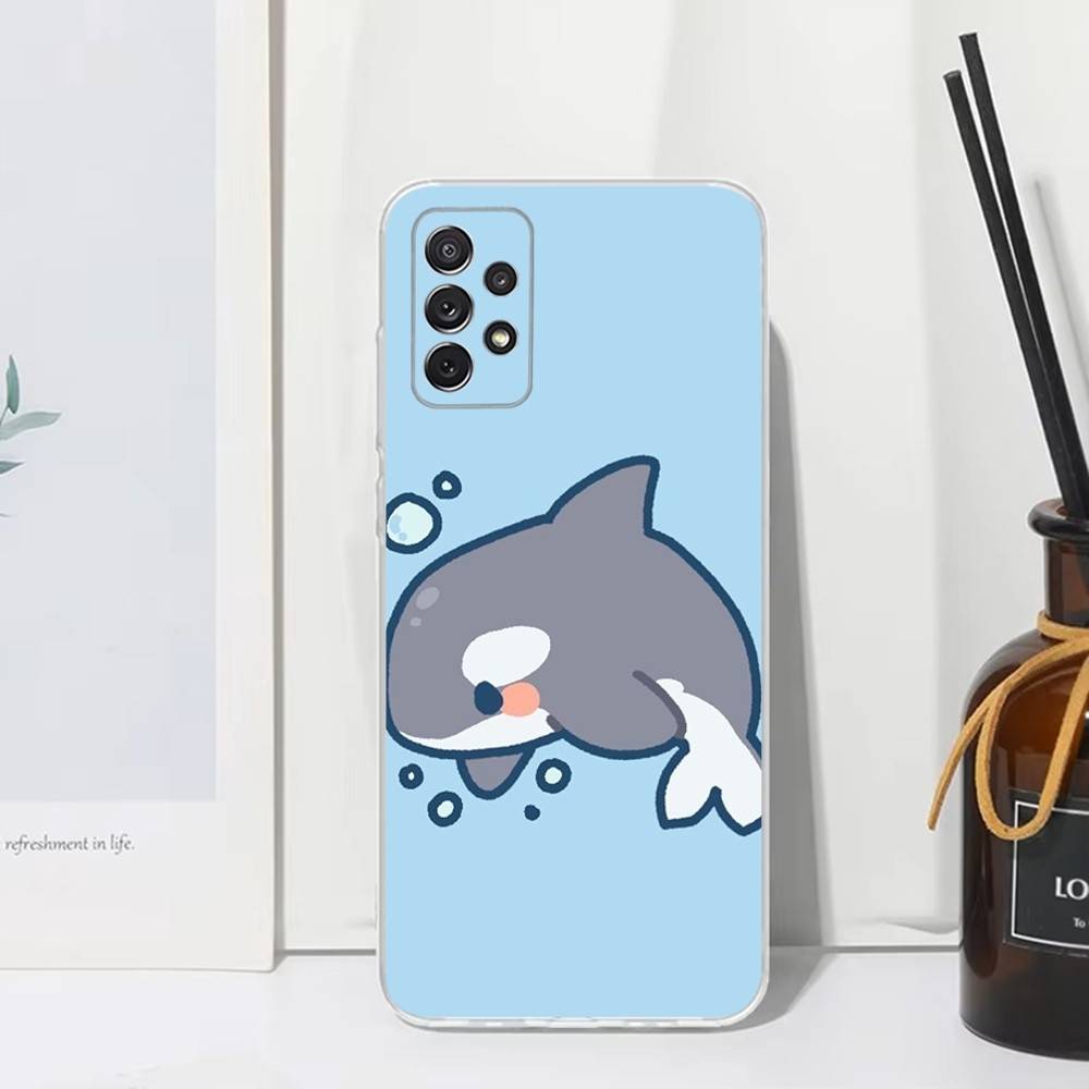 Милый мультяшный акула Чехол для телефона Samsung S30, S23, S21, S22, S20, Ultra, FE, Lite, S10, S9, S8, Plus, Прозрачный, Силиконовый чехол