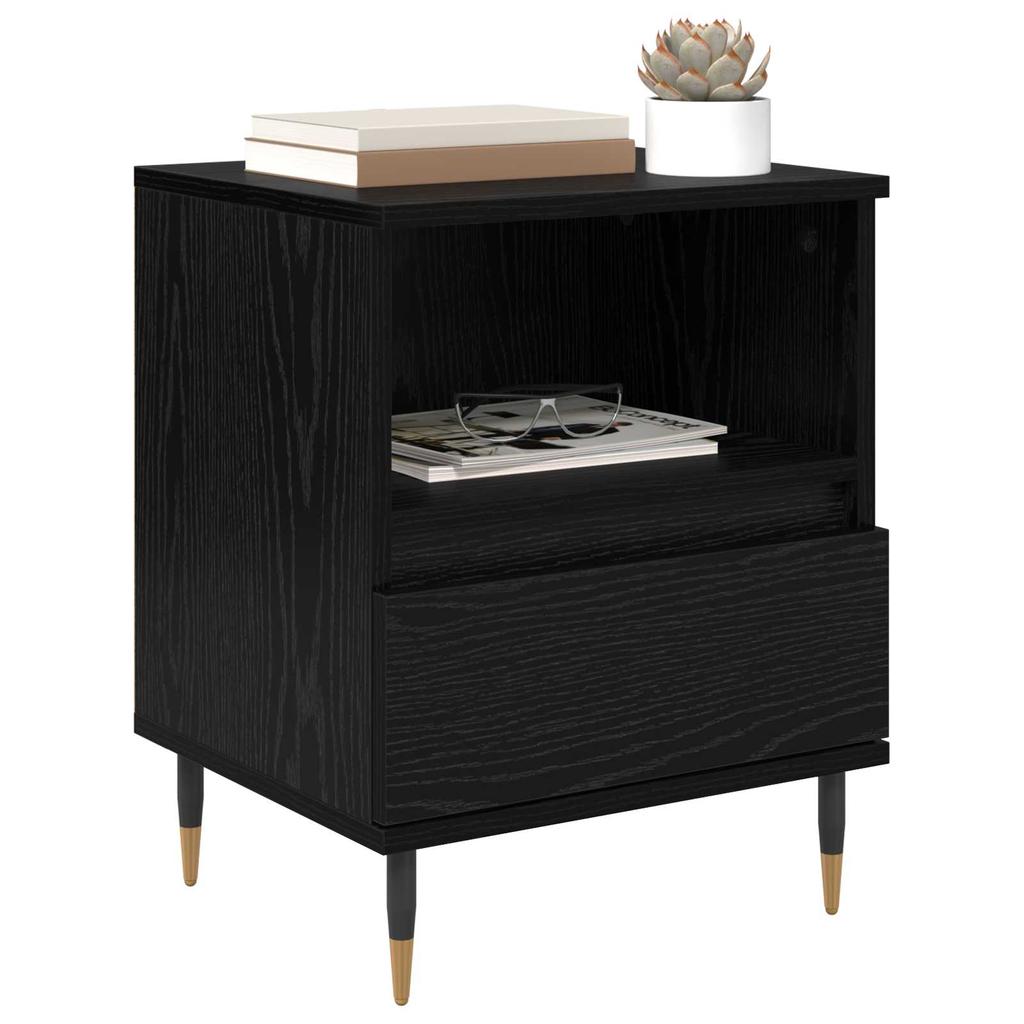 Nightstand Set of 2 Black Oak Effect 40 x 35 x 50 cm