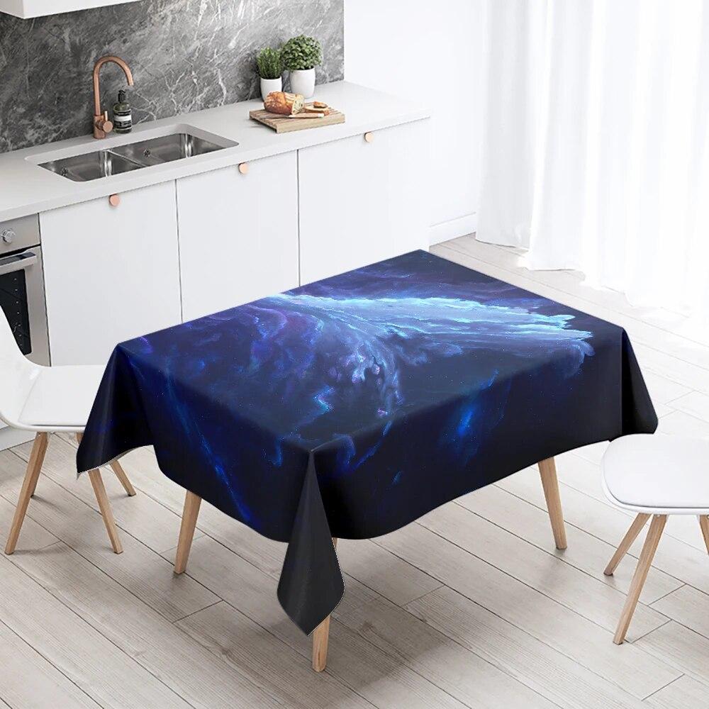 Mysterious Fantasy Space Starry Planet Tablecloth Salon Party Restaurant Decoration Antifouling Waterproof Home Table
