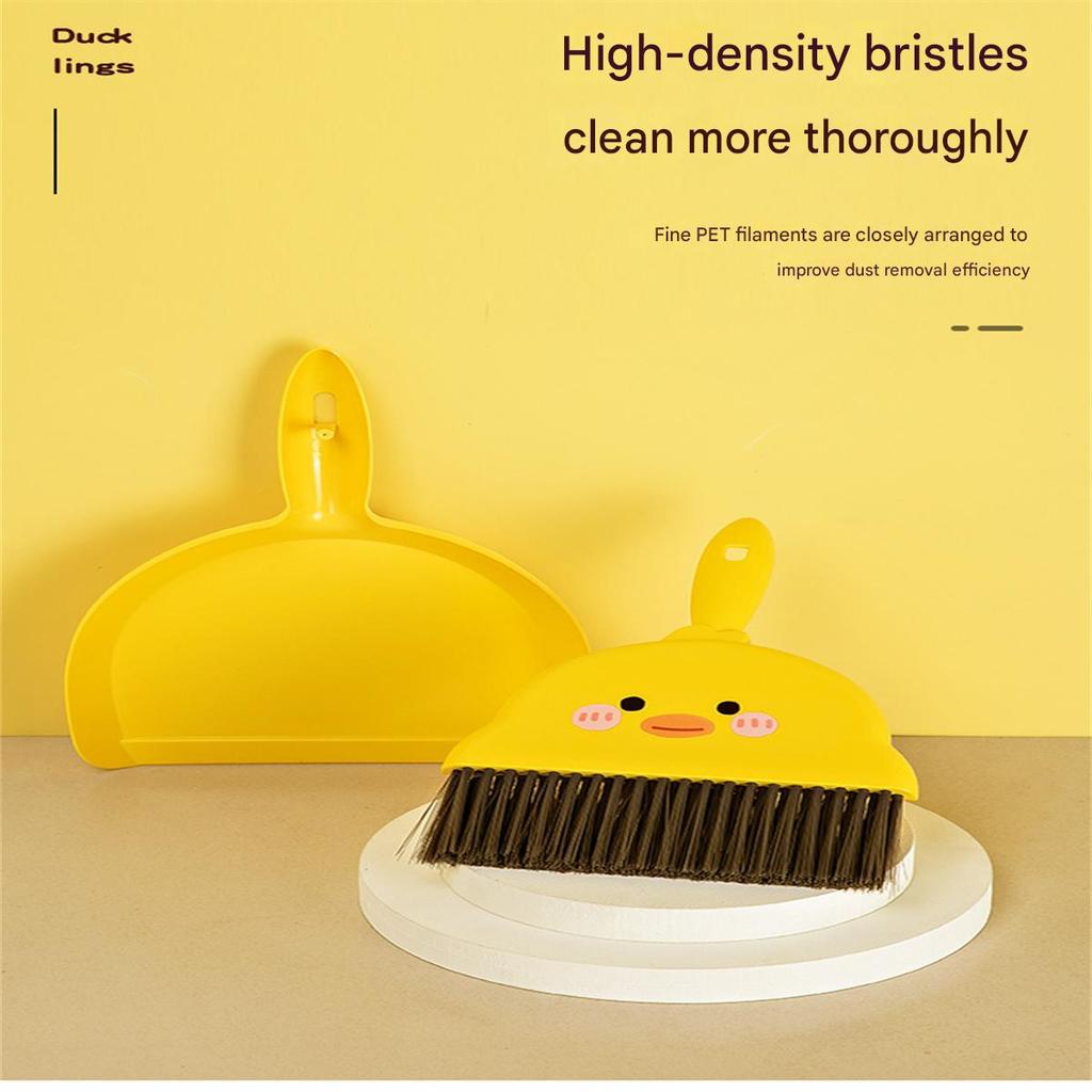 Little Yellow Duck Broom and Dustpan Combination Desktop Cleaning Small Broom Children's Student Desk with Mini Broom Set