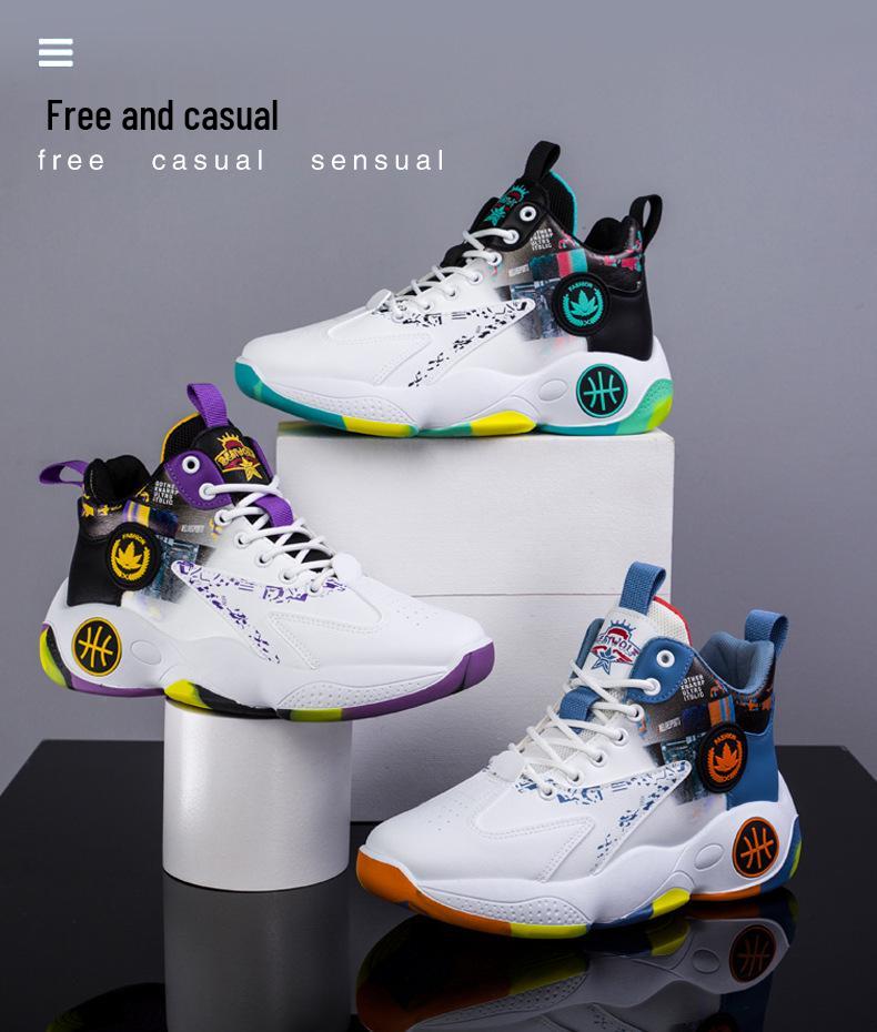 2025 Кожаные баскетбольные кроссовки с высоким верхом: Дышащая, всесезонная спортивная обувь для подростков и мужчин