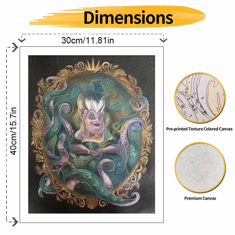 Disney Ursula Paint By Number Kit Number Drawing Canvas DIY Picture Home Decor Art Gift Framed Handcrafted Professional Wall Craft Set