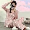 Милая романтическая розовая сердечная жаккардовая клетчатая женская пижама корейская модная ночная рубашка в стиле Харадзюку осенняя элегантная домашняя одежда