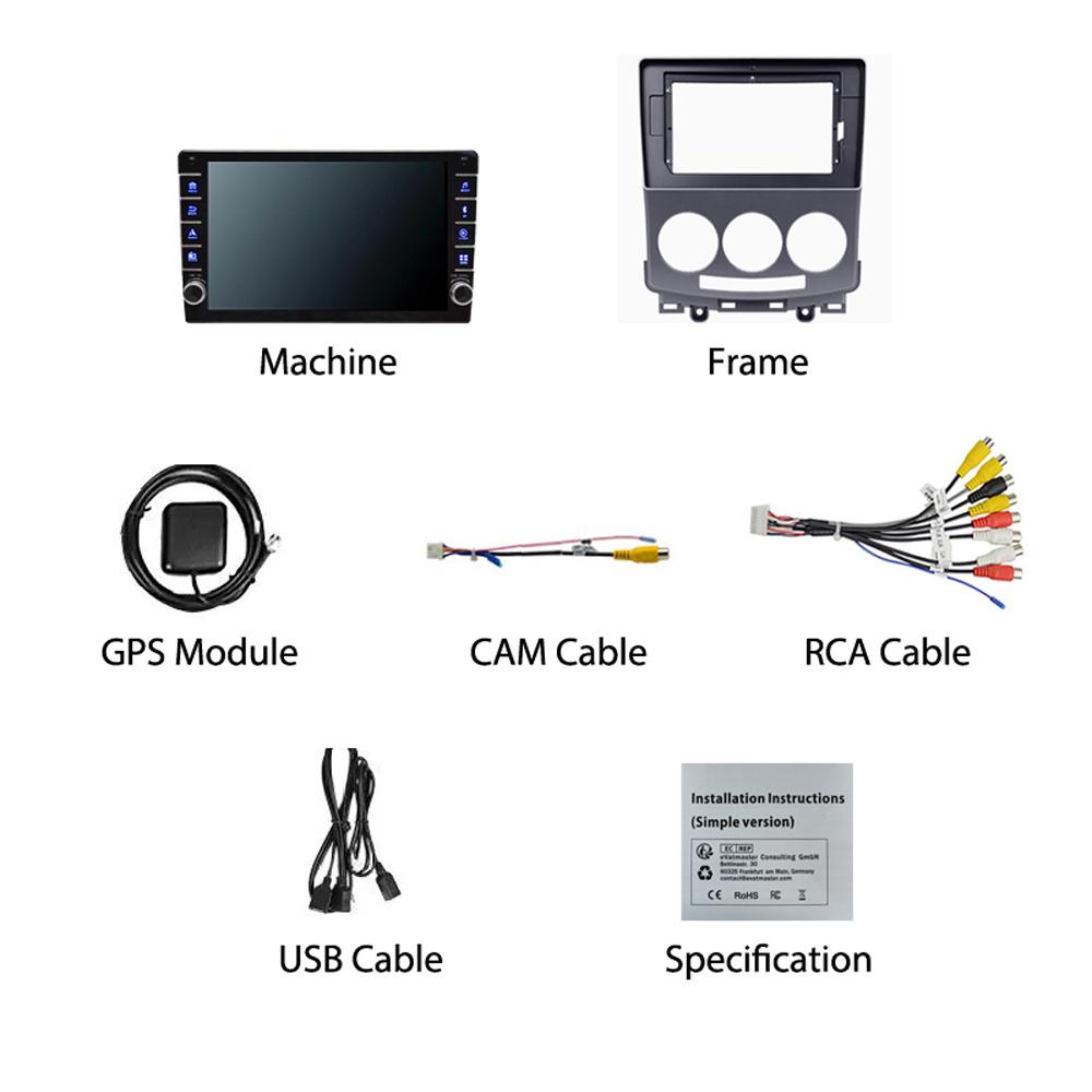 2 Din Android Car Radio Multimedia Video Player for Mazda 5 2005-2010 With Button Knob WiFi BT 1+16GB