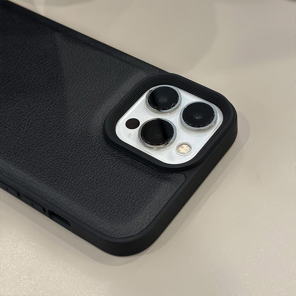 Премиальный чехол для телефона с текстурой черной кожи для iPhone 15 14 13 12 11 Pro Max, чехол-бампер из ТПУ, защита от падений, Новые продукты